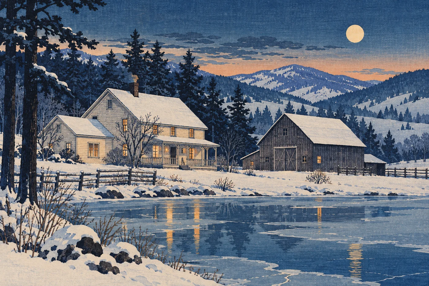 Quiet Farm Pond artwork detail