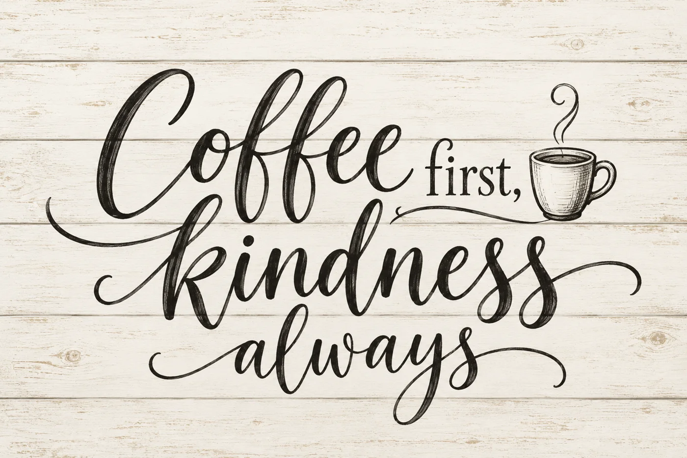 Coffee first, kindness always artwork detail